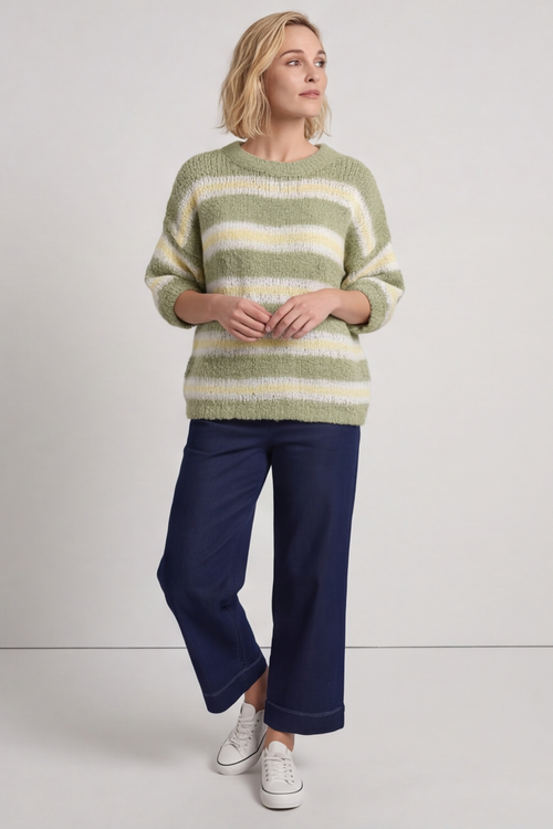 Marva Stripe Knit Top Khaki - Image 5