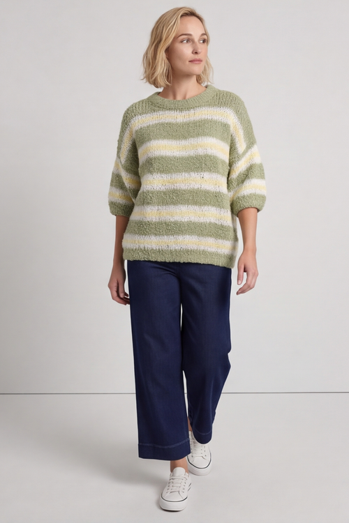 Marva Stripe Knit Top Khaki - Image 6