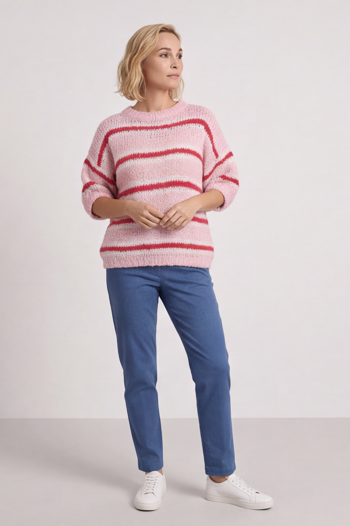 Marva Stripe Knit Top Pink