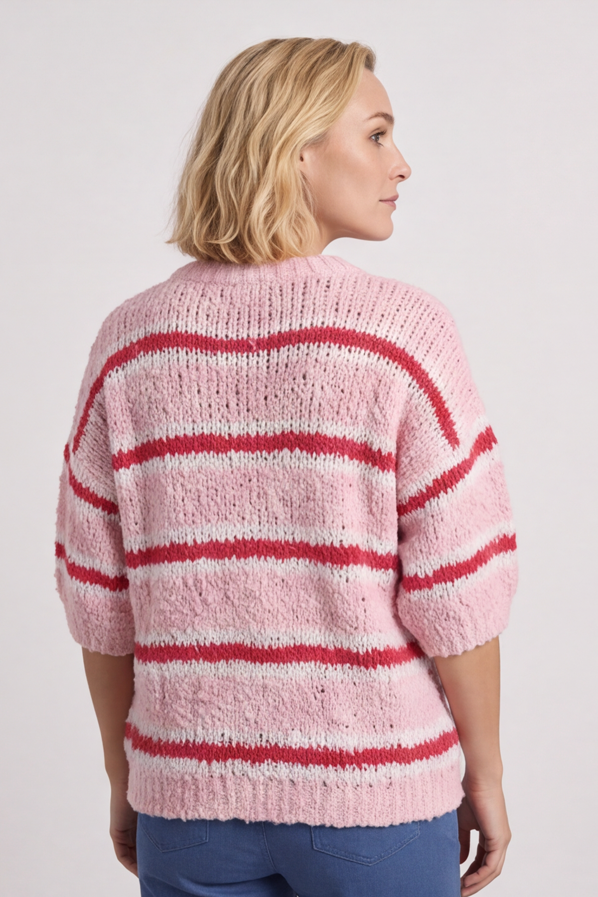 Marva Stripe Knit Top Pink