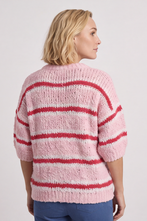 Marva Stripe Knit Top Pink - Image 5