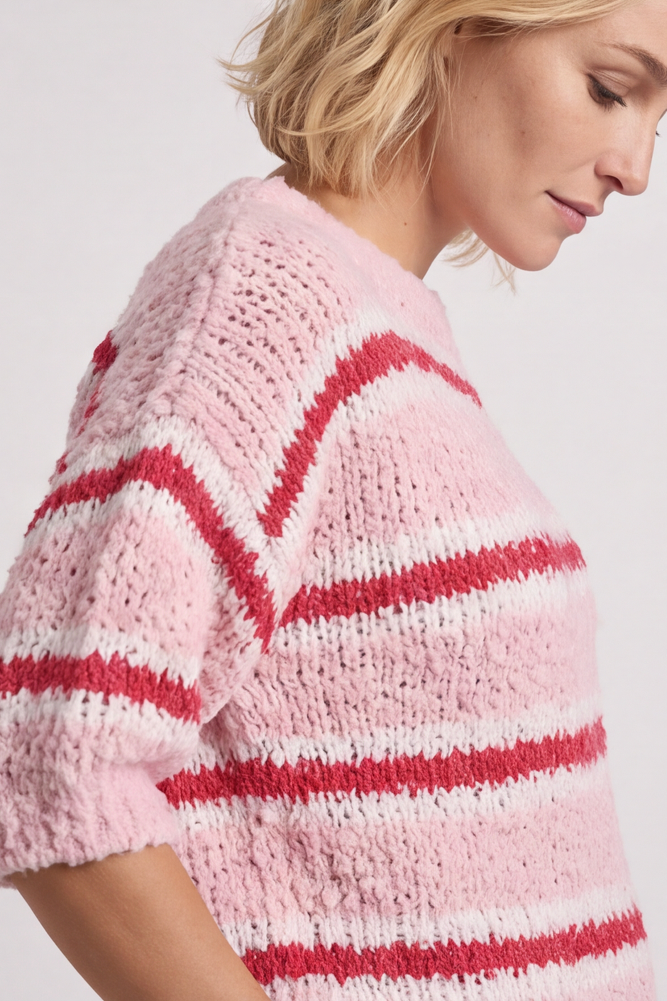 Marva Stripe Knit Top Pink