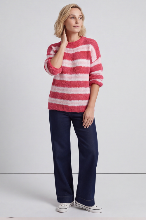 Marva Stripe Knit Top Hot Pink - Image 6