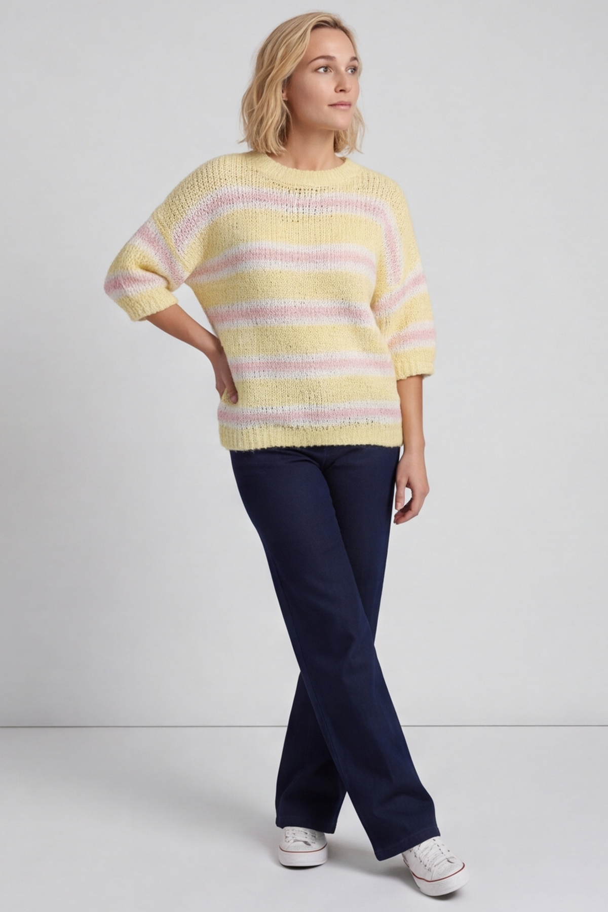 Marva Stripe Knit Top Yellow