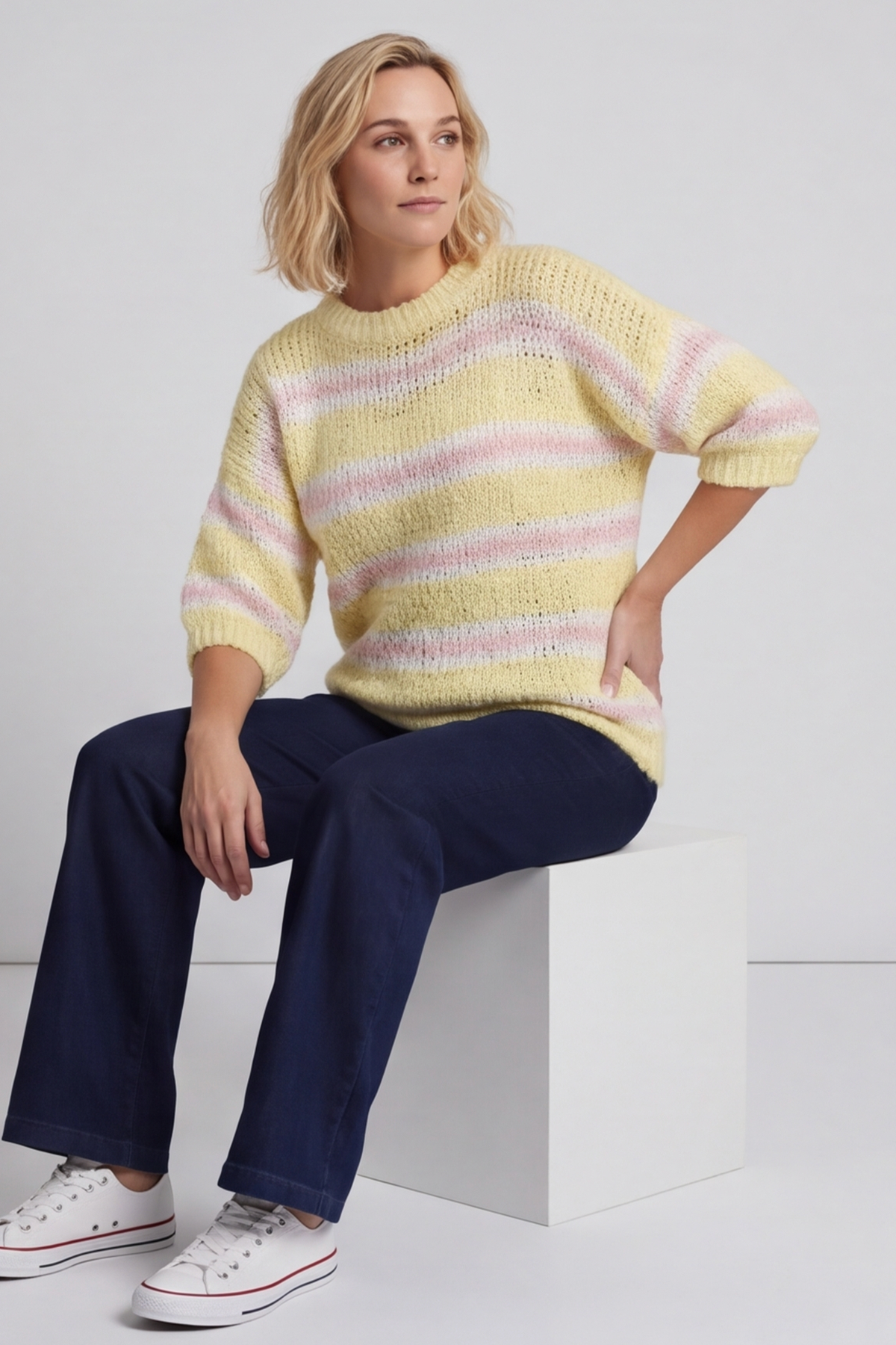 Marva Stripe Knit Top Yellow