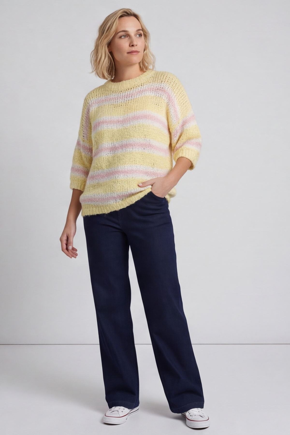 Marva Stripe Knit Top Yellow