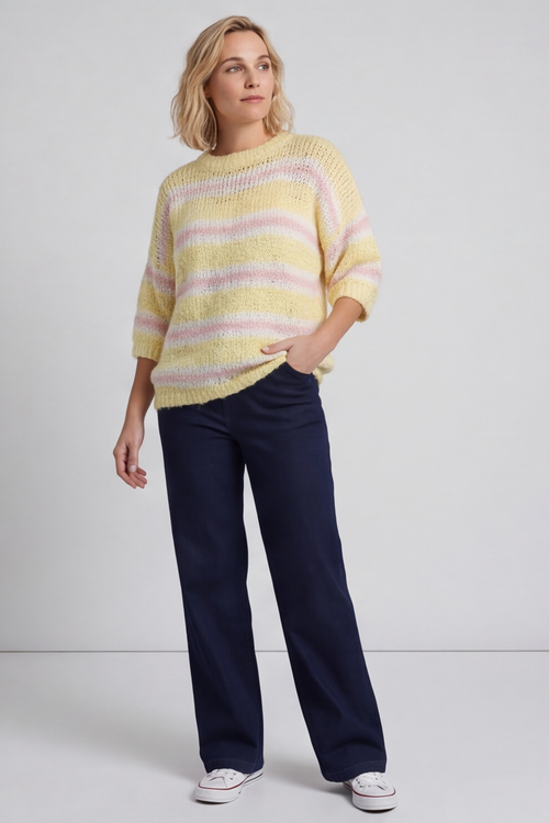 Marva Stripe Knit Top Yellow - Image 4