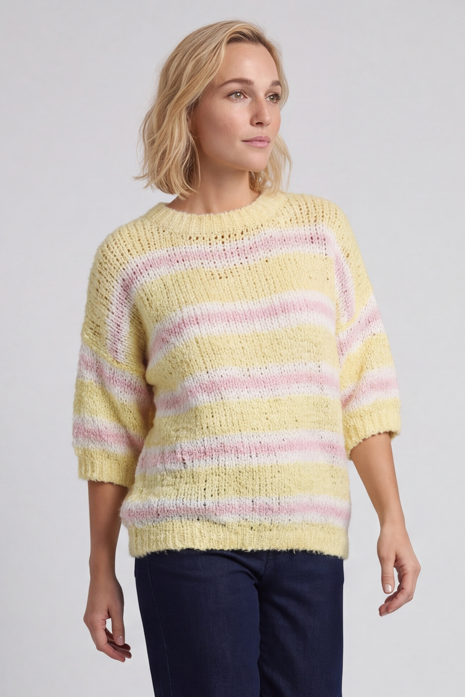 Marva Stripe Knit Top Yellow