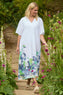 Whitstable V Neck Print Linen Dress White