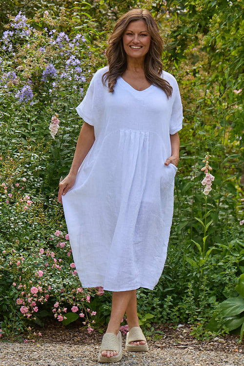 Fenella Linen Dress White - Image 1
