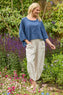 Maya Linen Top Navy
