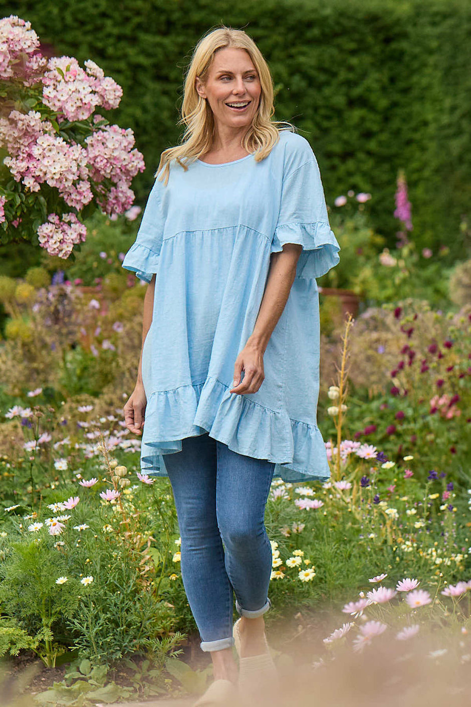 Pamber Linen Tunic Light Blue