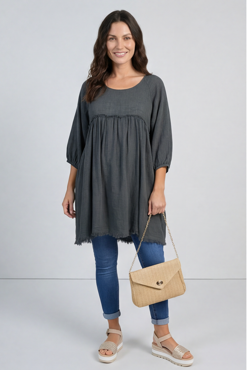 Kadenzia Cotton Tunic Charcoal - Image 5