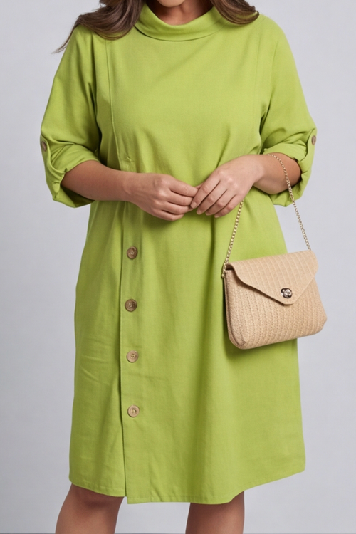 Kevina Cowl Needlecord Tunic Green - Image 5