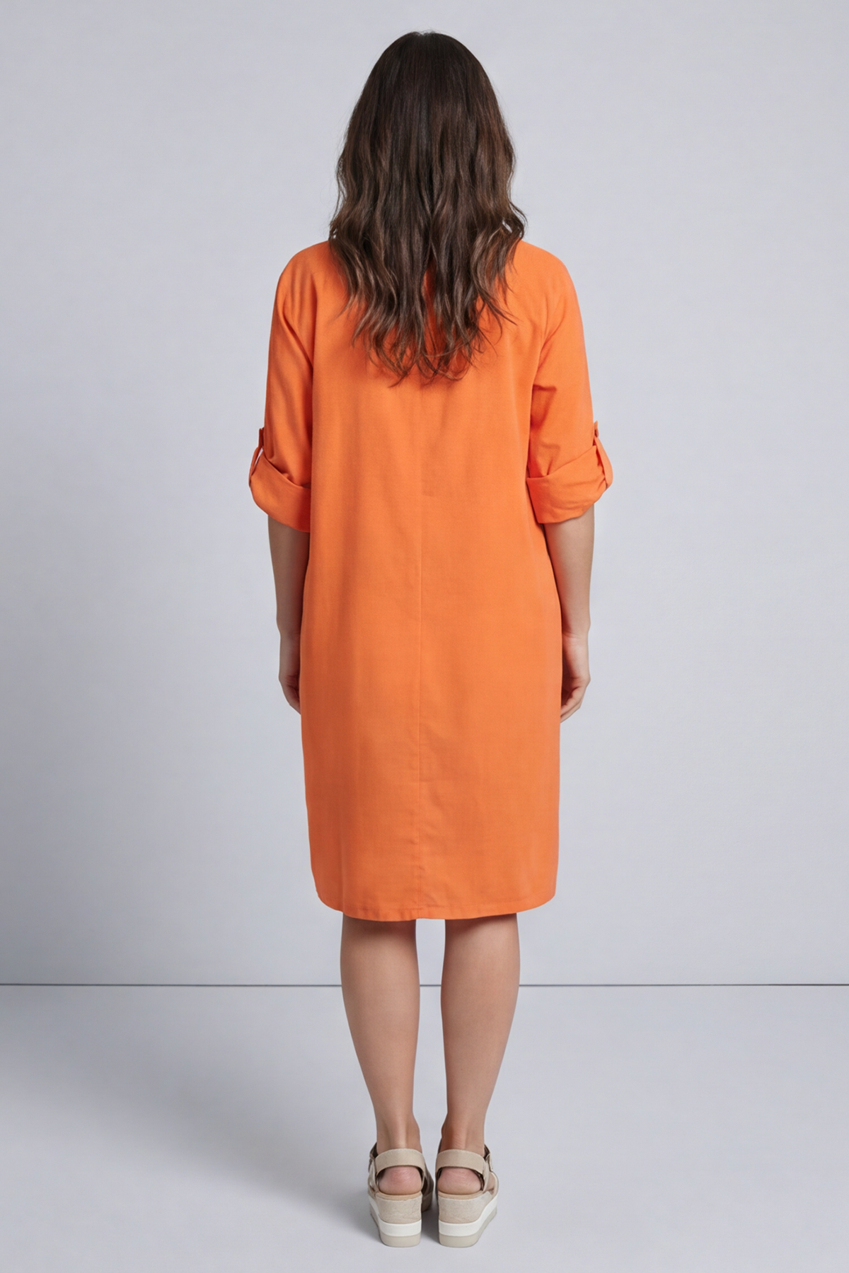 Kevina Cowl Needlecord Tunic Orange