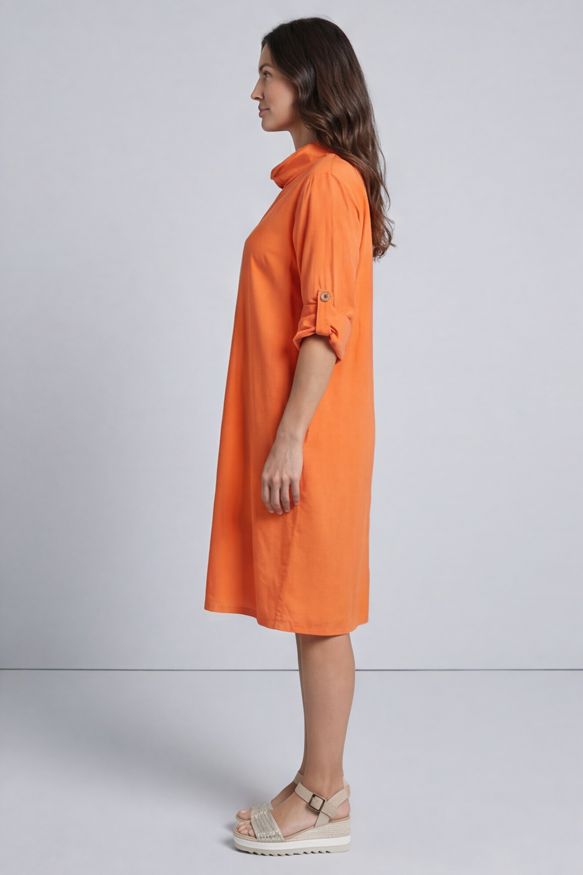 Kevina Cowl Needlecord Tunic Orange