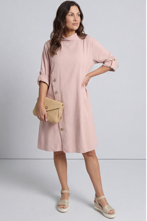 Kevina Cowl Needlecord Tunic Pink - Image 2