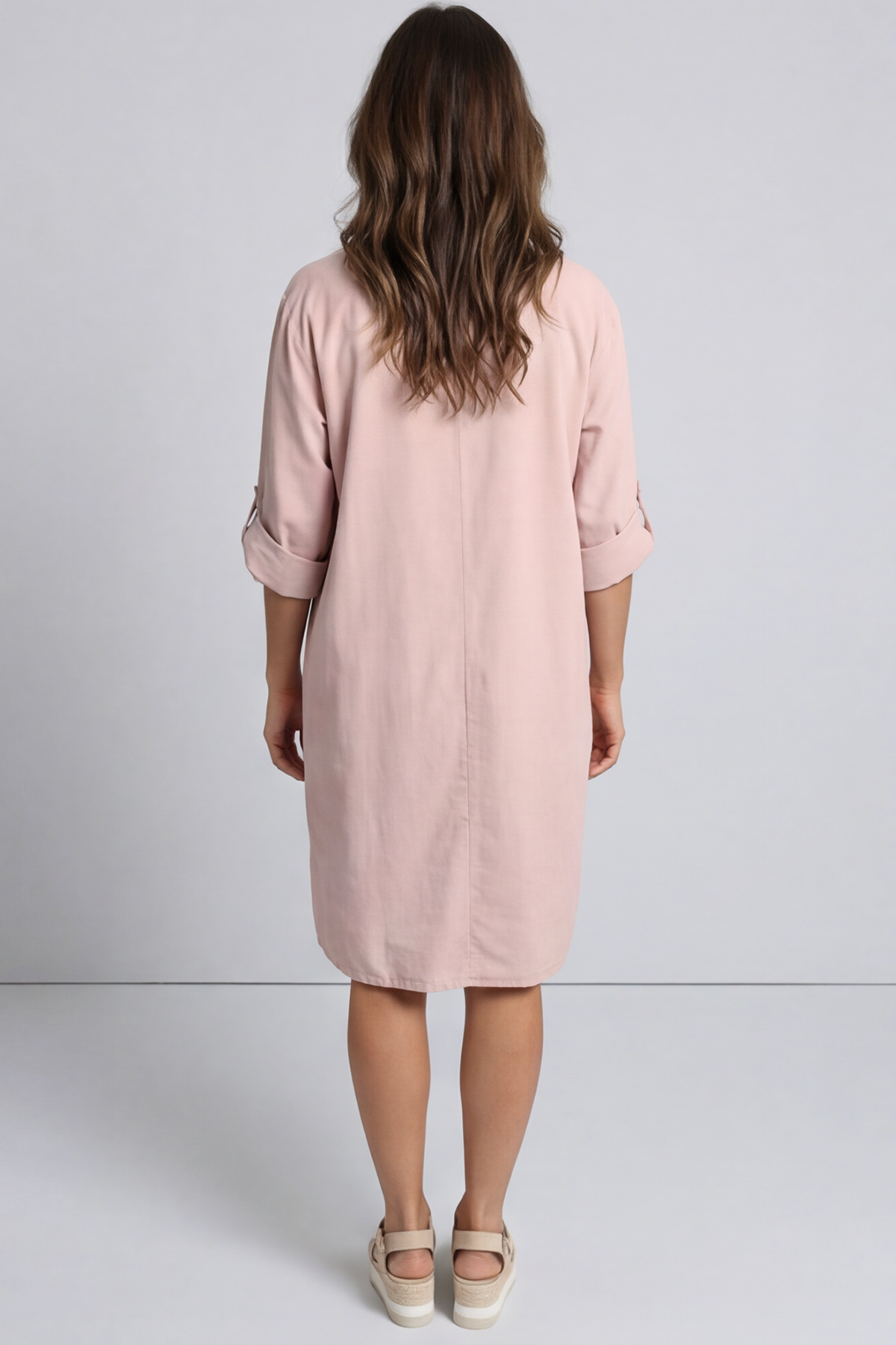 Kevina Cowl Needlecord Tunic Pink