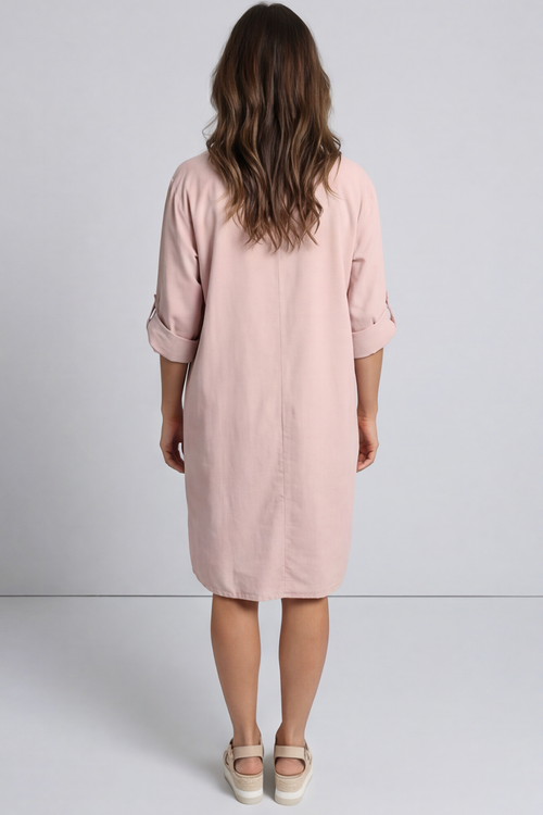 Kevina Cowl Needlecord Tunic Pink - Image 4