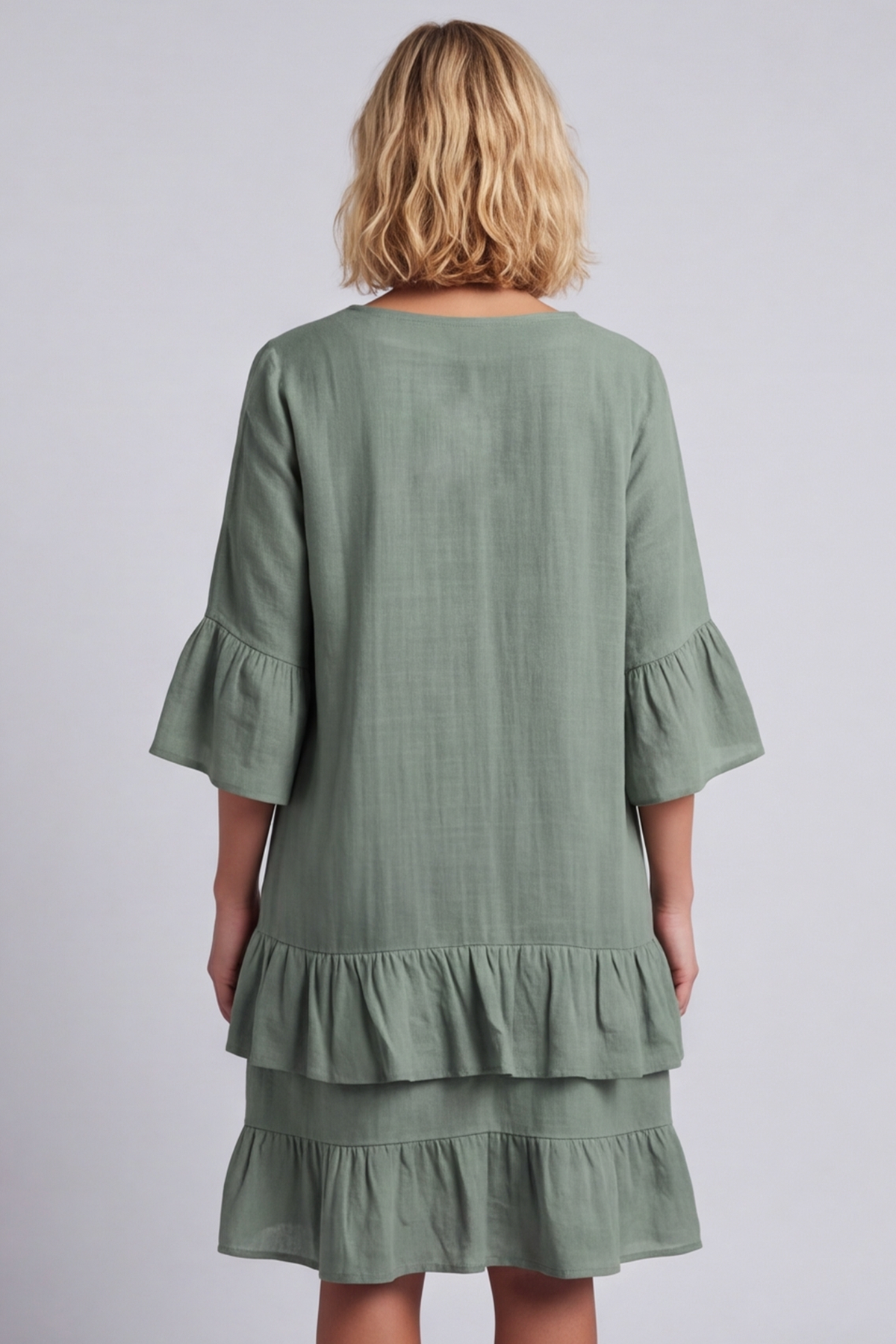 Kalli Cotton Frill Light Green Dress