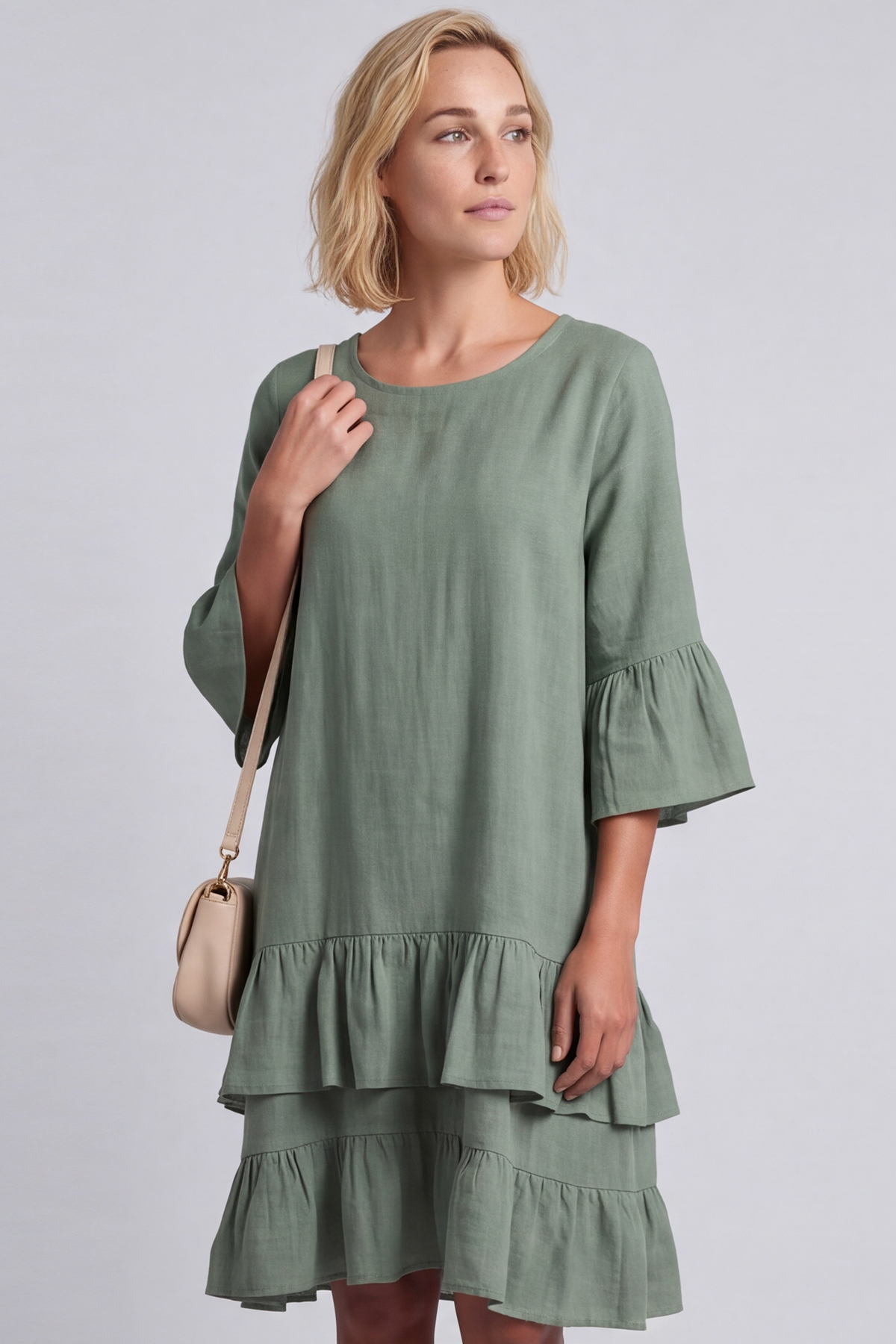 Kalli Cotton Frill Light Green Dress