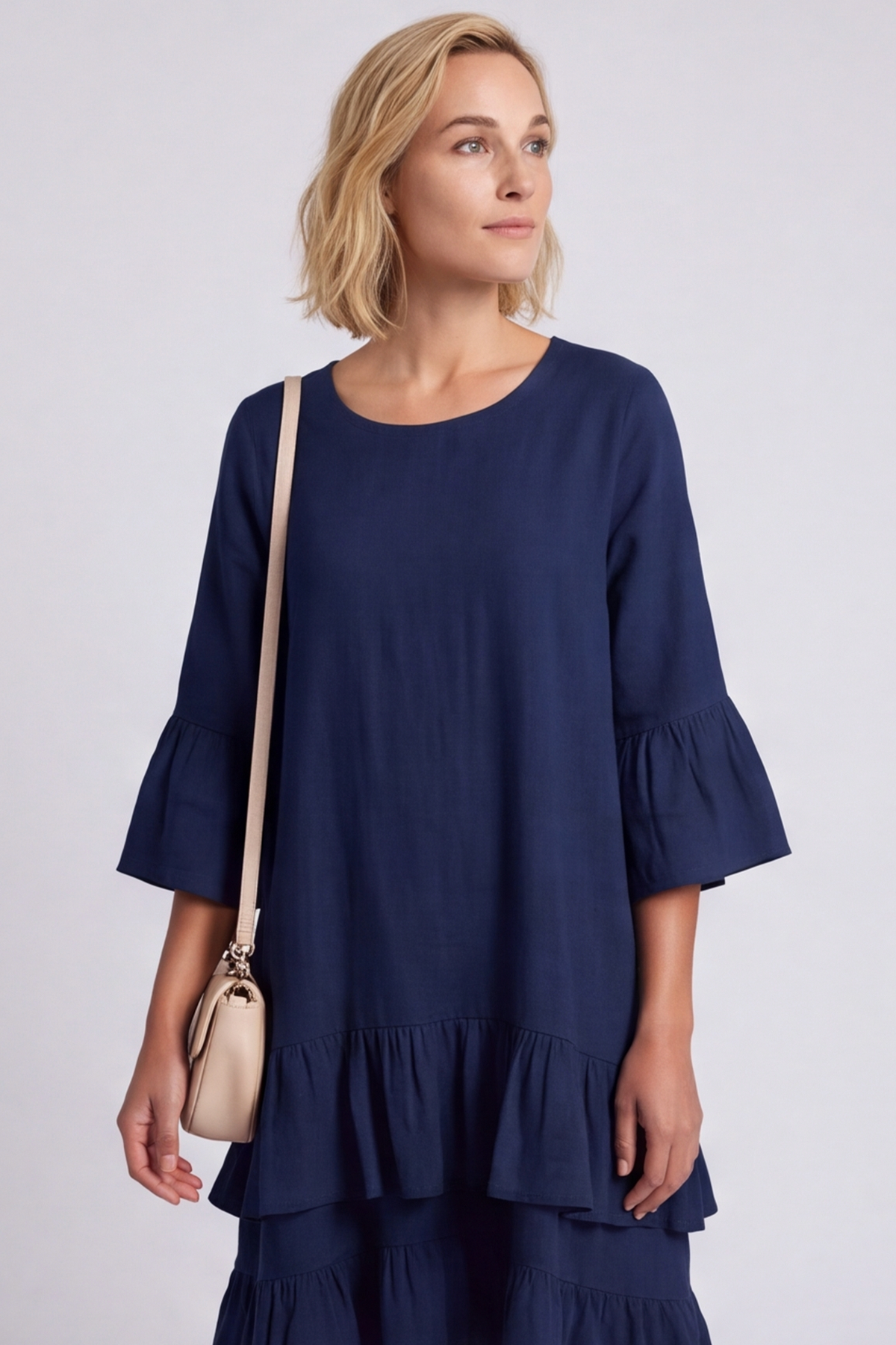 Kalli Cotton Frill Navy Dress