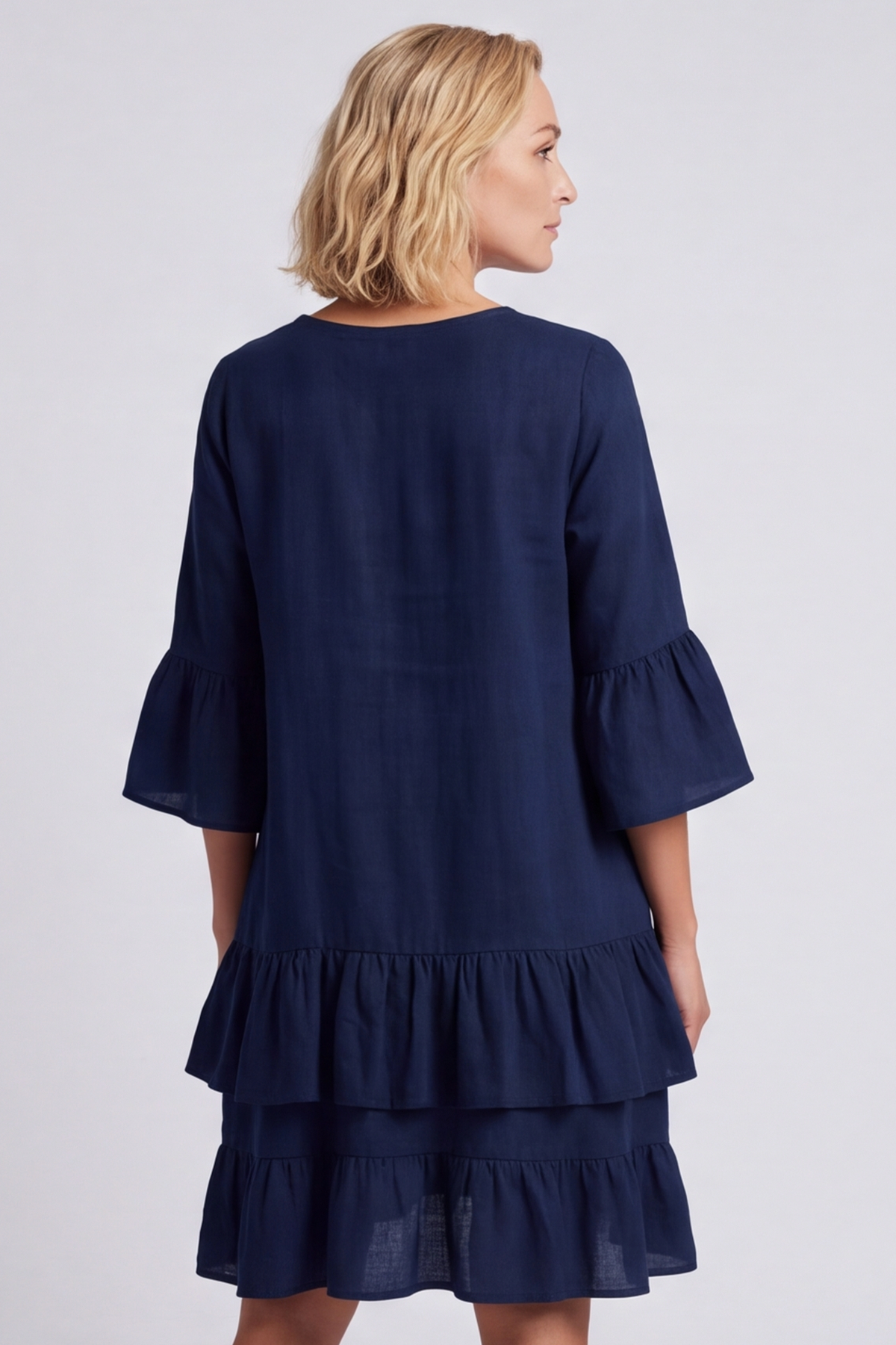 Kalli Cotton Frill Navy Dress