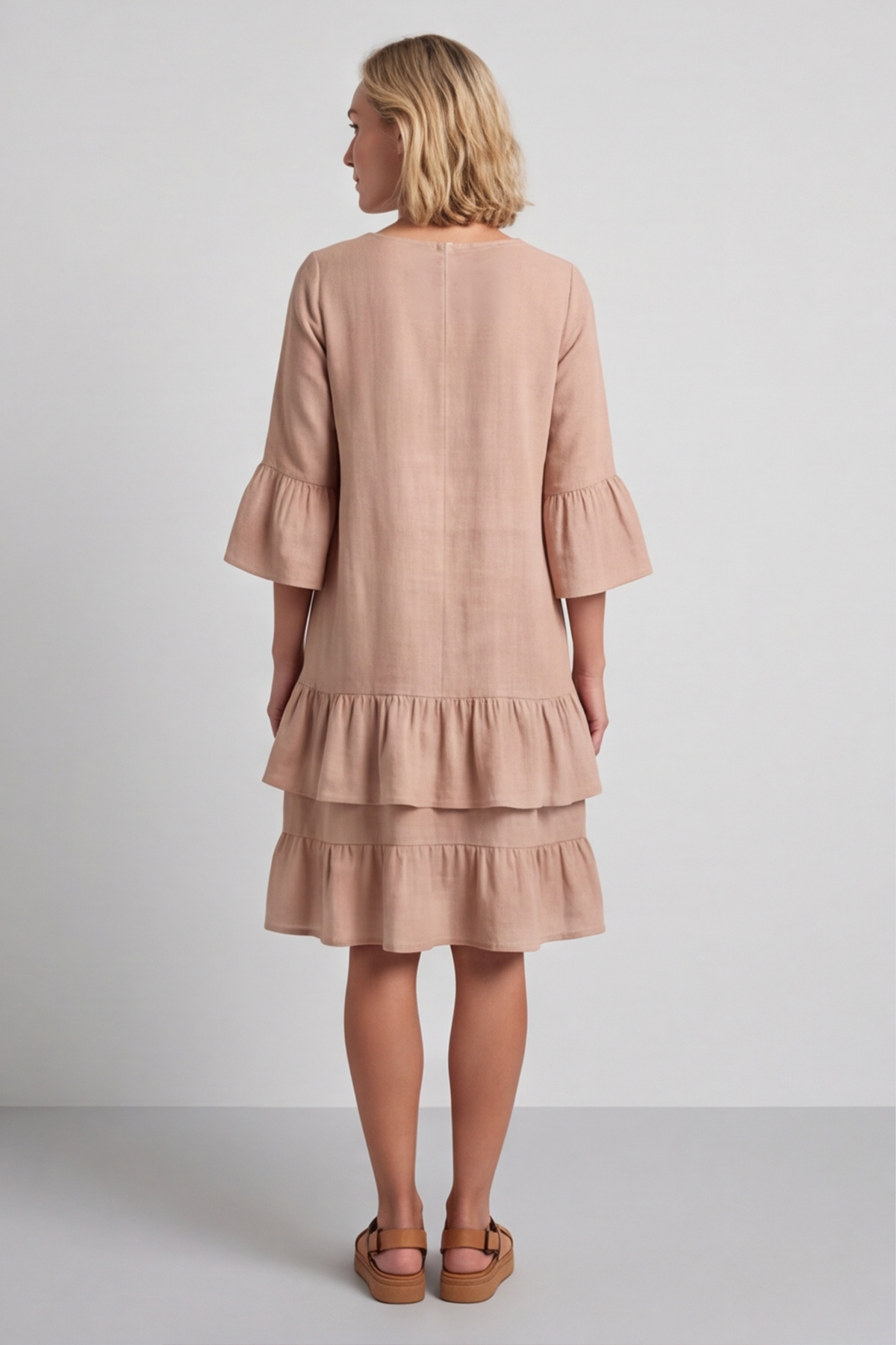 Kalli Cotton Frill Caramel Dress