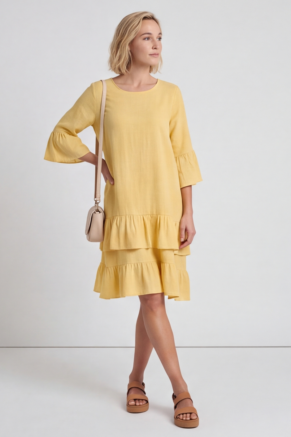 Kalli Cotton Frill Yellow Dress
