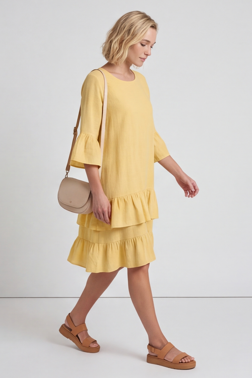 Kalli Cotton Frill Yellow Dress - Image 4