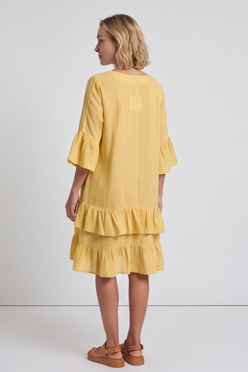Kalli Cotton Frill Yellow Dress - Image 5