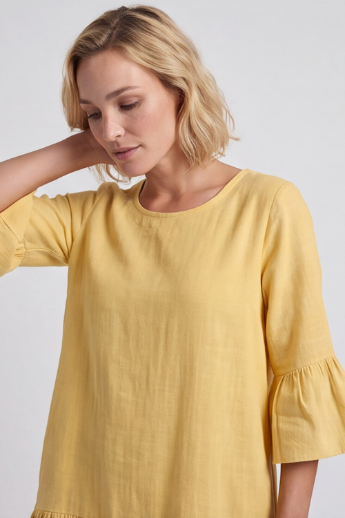 Kalli Cotton Frill Yellow Dress - Image 2