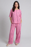 Kalia Stripe Linen Top Fuchsia
