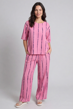 Kalia Stripe Linen Top Fuchsia Fuchsia - Kalia Stripe Linen Top Fuchsia