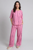 Kalia Stripe Linen Top Fuchsia