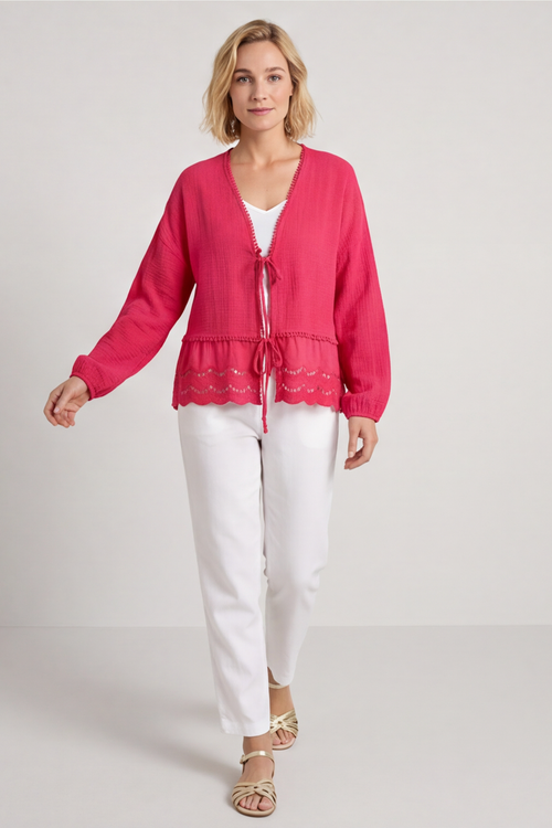 Kalkan Crinkle Cotton Jacket Fuchsia - Image 3
