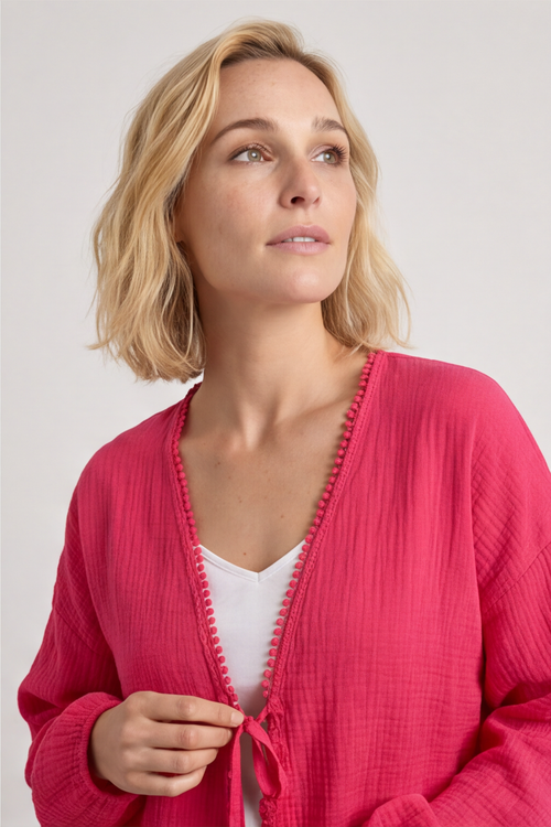 Kalkan Crinkle Cotton Jacket Fuchsia - Image 4