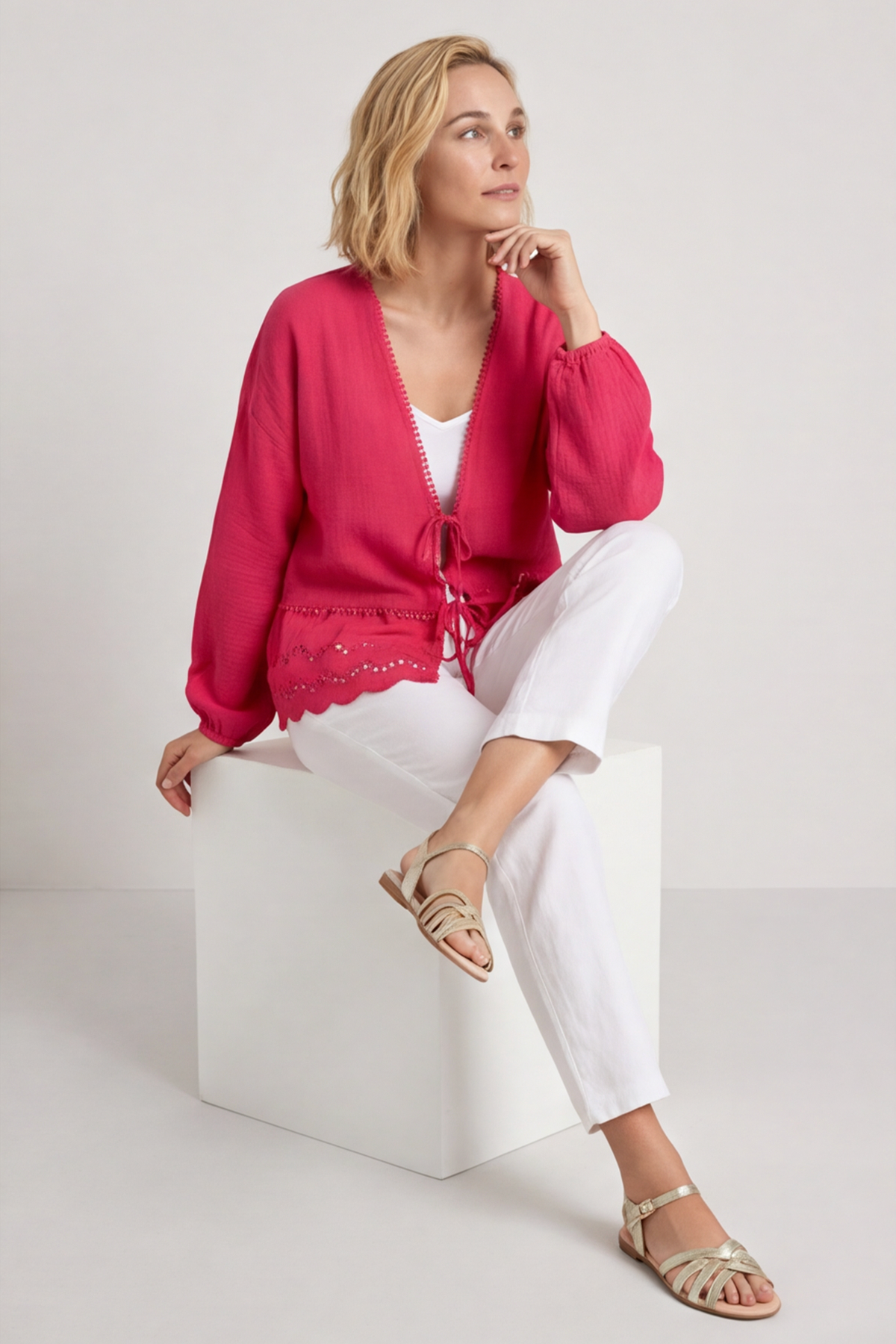 Kalkan Crinkle Cotton Jacket Fuchsia