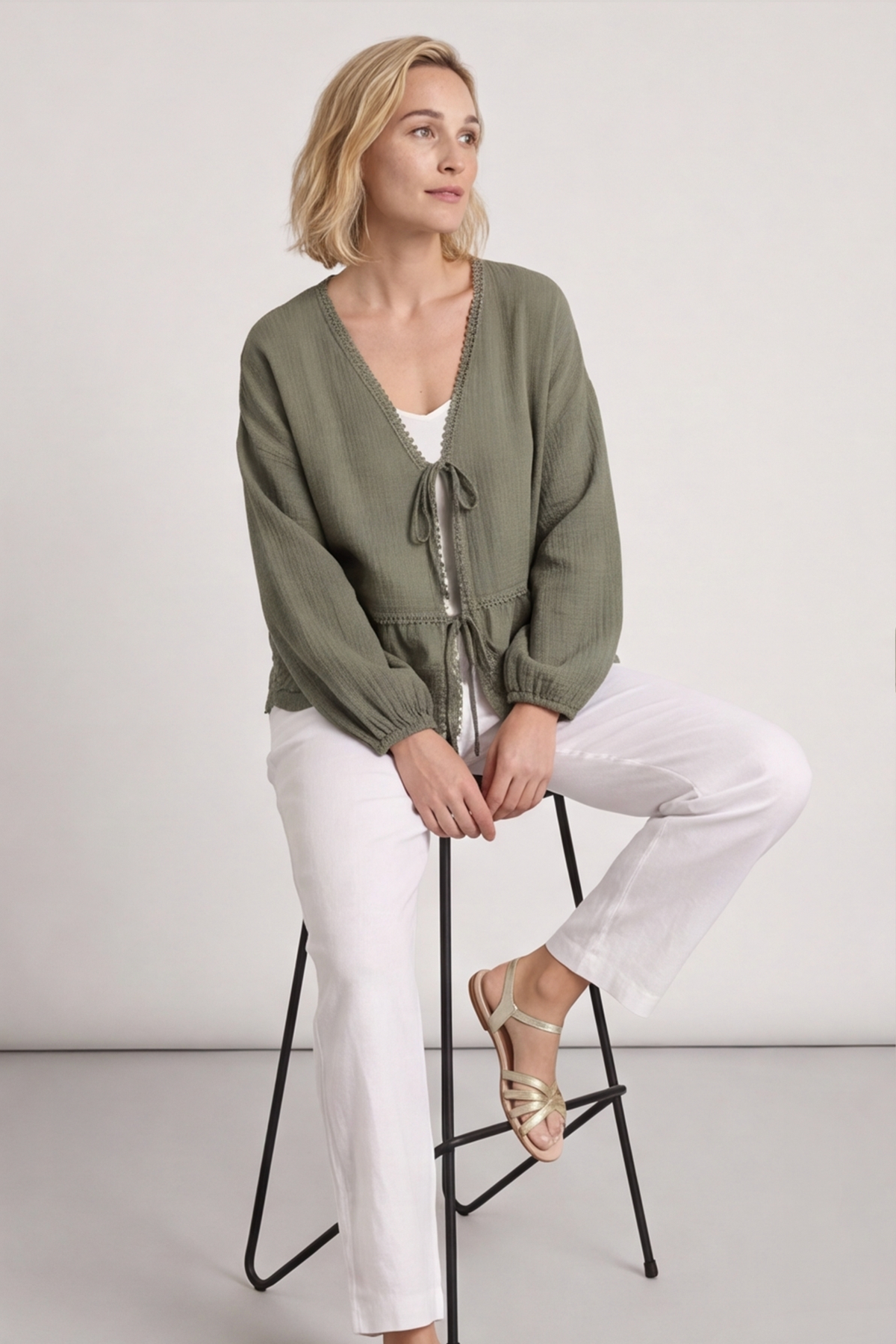 Kalkan Crinkle Cotton Jacket Khaki