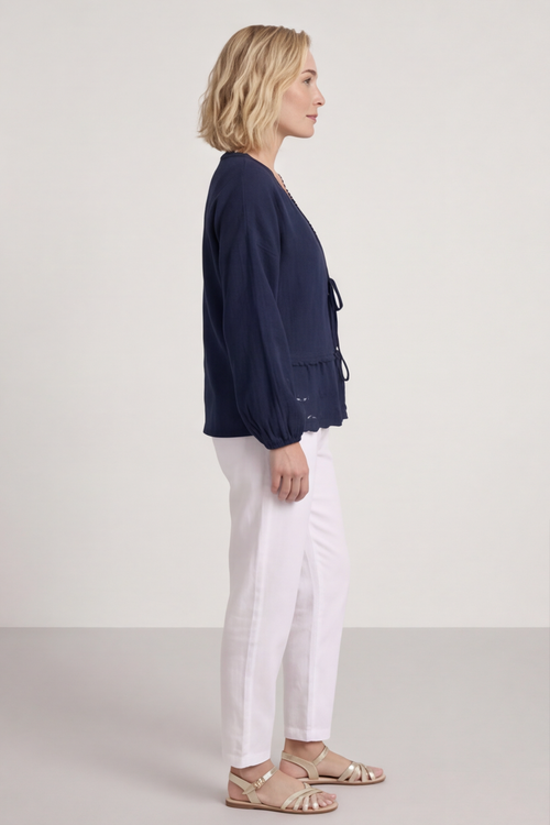 Kalkan Crinkle Cotton Jacket Navy - Image 2