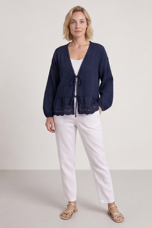 Kalkan Crinkle Cotton Jacket Navy - Image 5