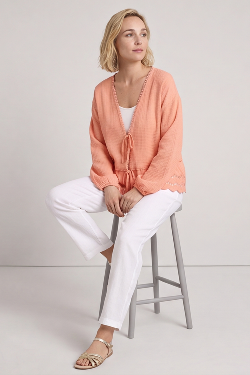 Kalkan Crinkle Cotton Jacket Orange - Image 2