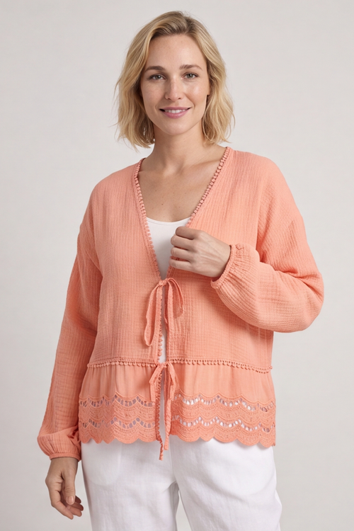 Kalkan Crinkle Cotton Jacket Orange - Image 4