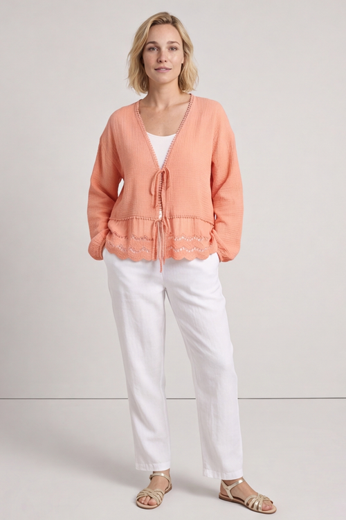 Kalkan Crinkle Cotton Jacket Orange - Image 5