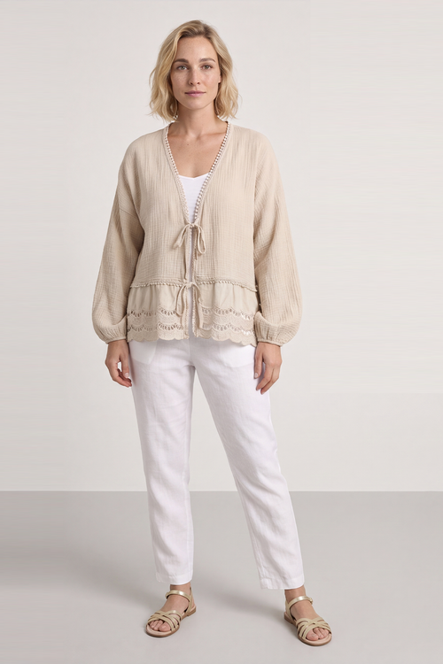 Kalkan Crinkle Cotton Jacket Stone - Image 3