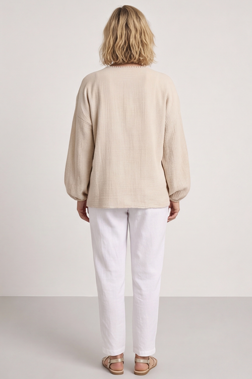 Kalkan Crinkle Cotton Jacket Stone - Image 4