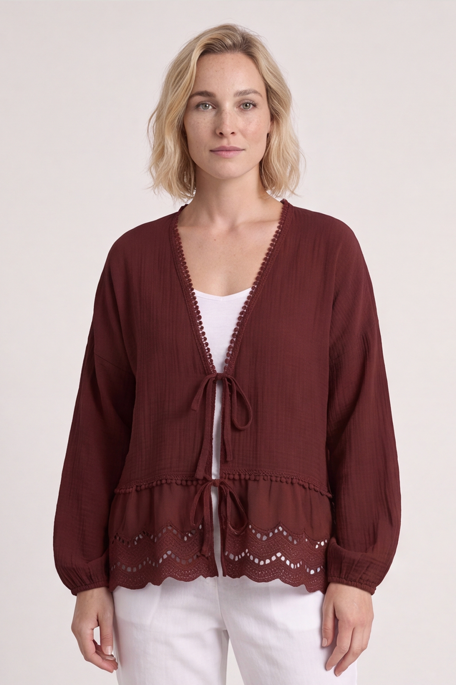 Kalkan Crinkle Cotton Jacket Wine