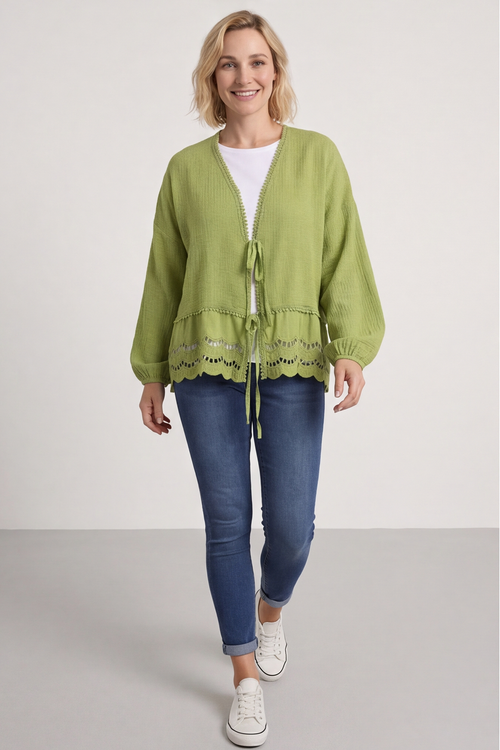Kalkan Crinkle Cotton Jacket Olive - Image 4