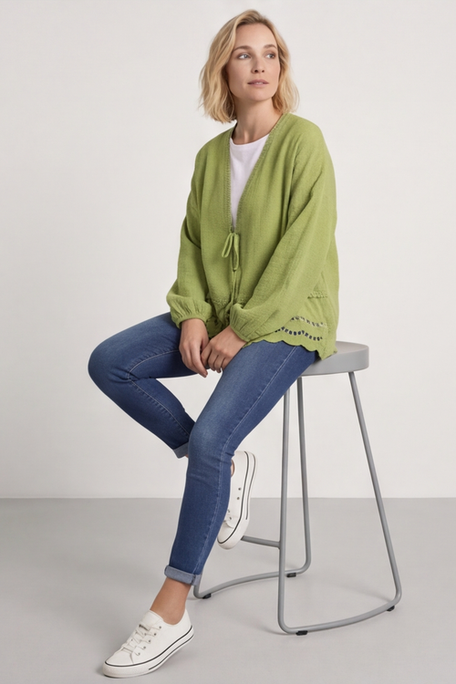 Kalkan Crinkle Cotton Jacket Olive - Image 3