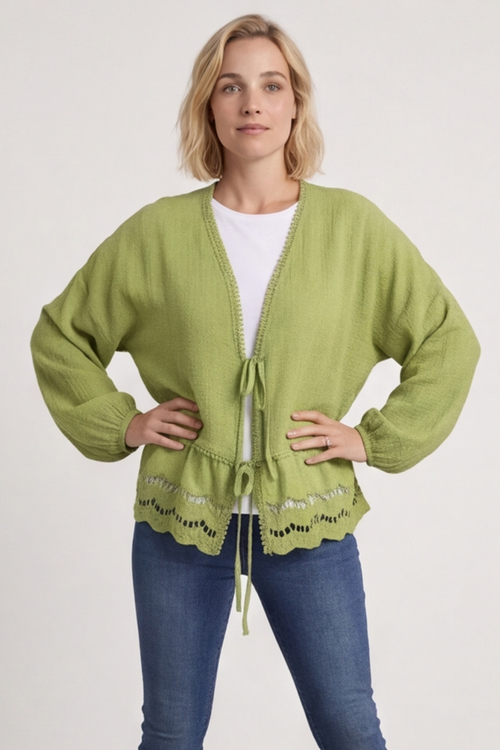 Kalkan Crinkle Cotton Jacket Olive - Image 5